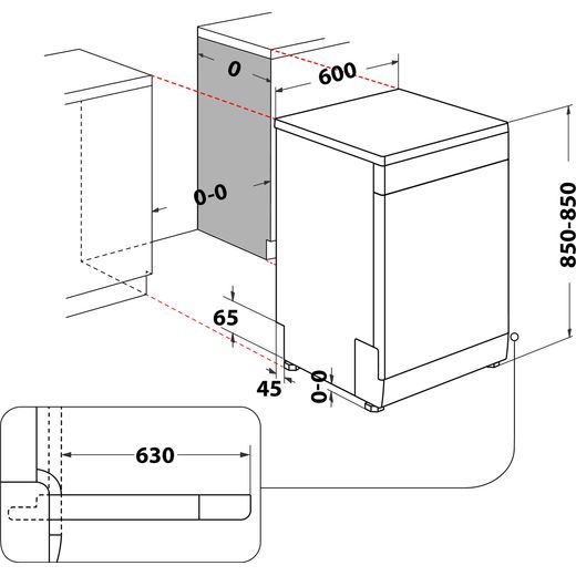 Hotpoint Standard Dishwasher - Stainless Steel - annotation - dimension shot